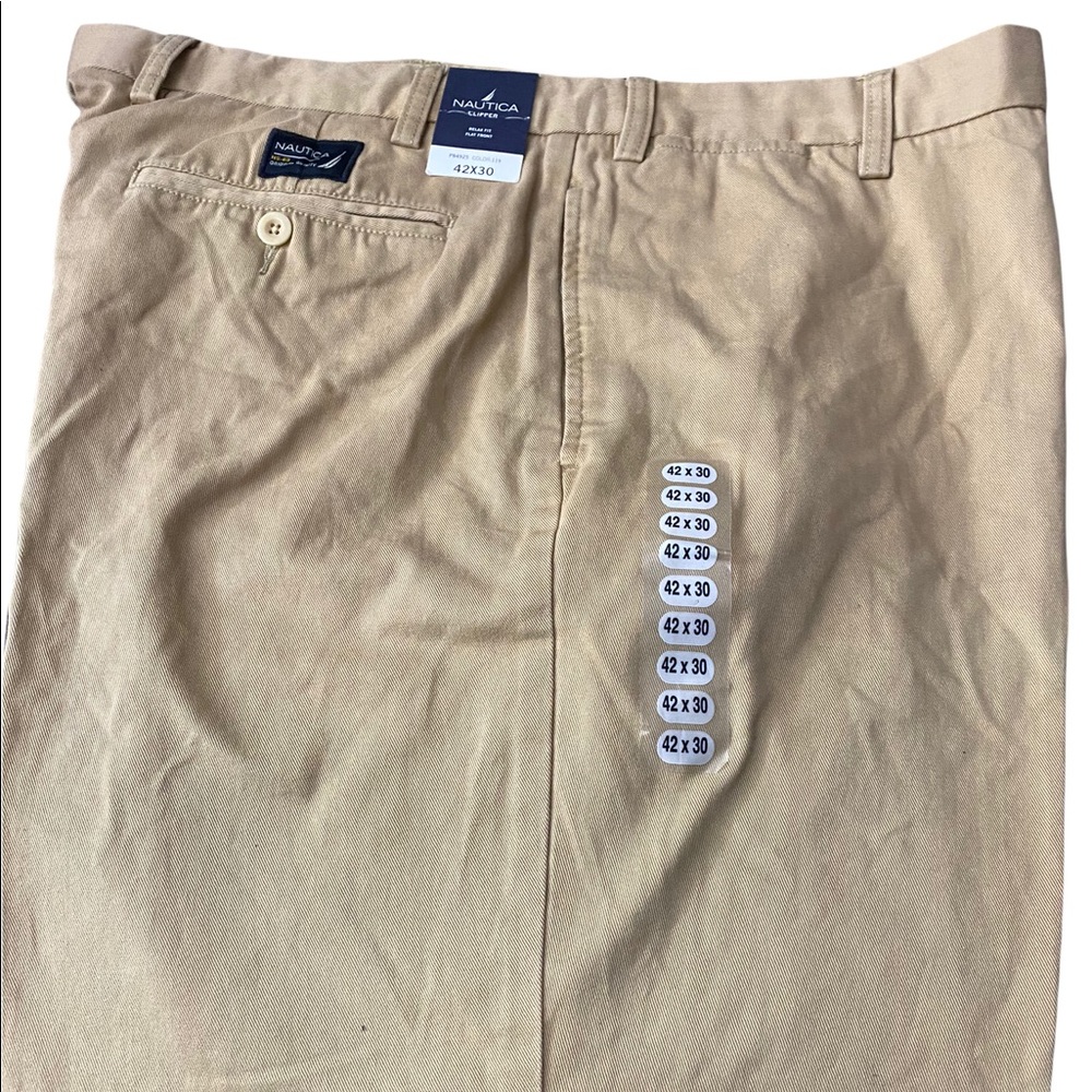 Nautica Clipper Relax Fit Flat Front Khakis